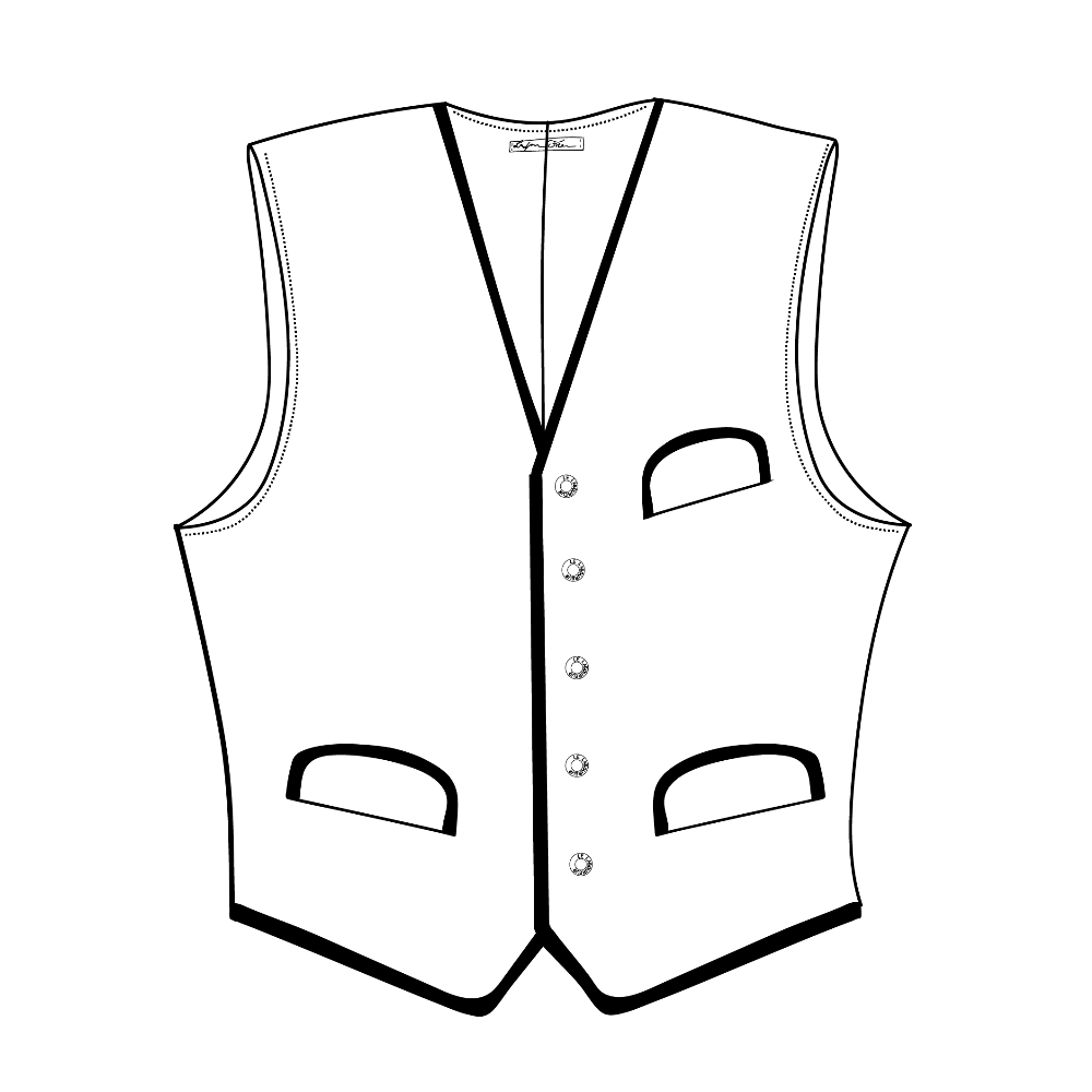 Technical drawing of the men’s gardian waistcoat